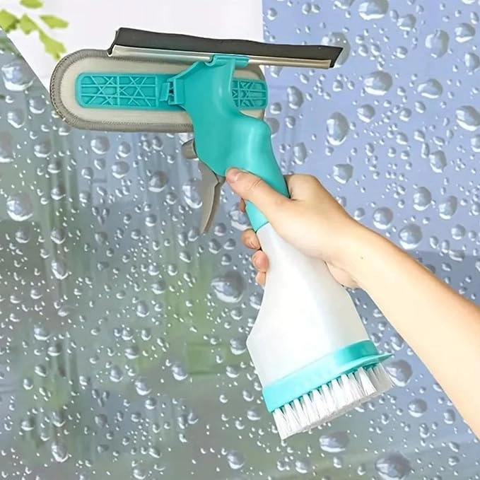 4 in 1 Glass Cleaning Squeegee with Spray Bottle