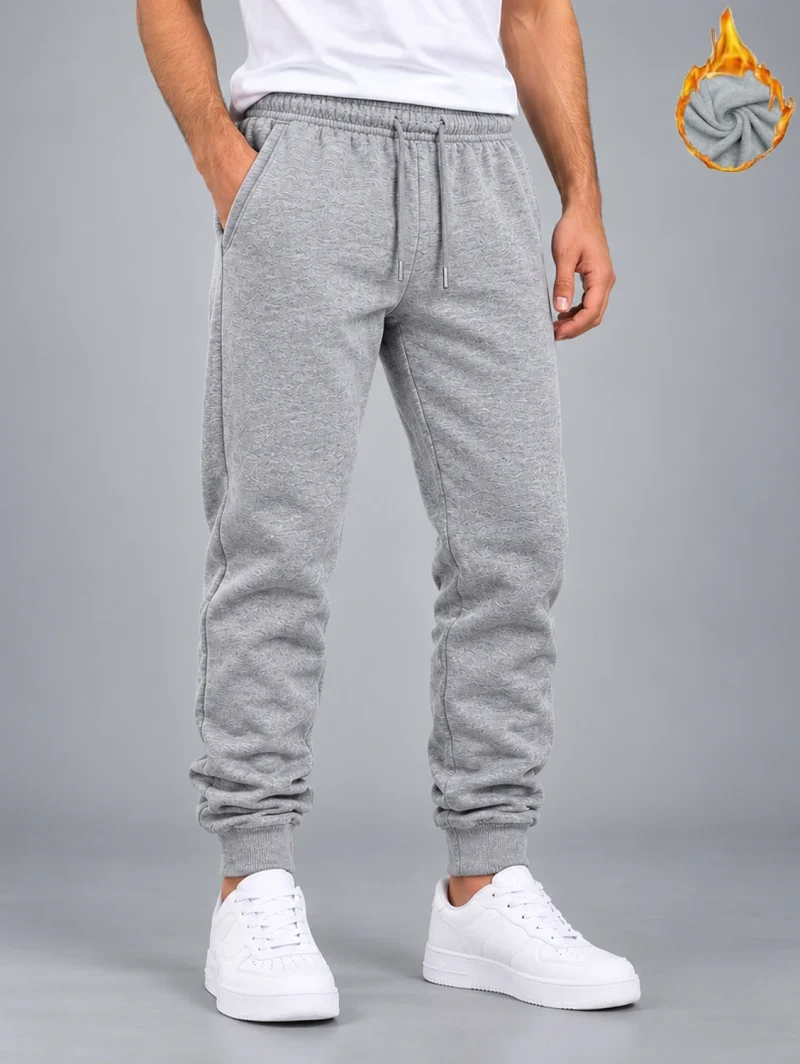 Active Motion Heather Grey Cotton Fleece Sweatpants for Men