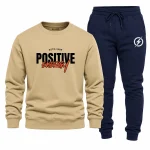 Contrast Positive Energy Printed Cotton Fleece Winter Tracksuit For Men