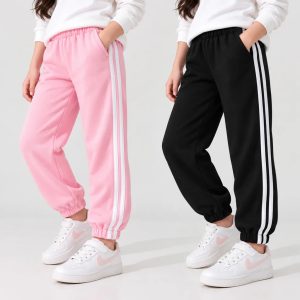 Bundle of 2 Girls Double Stripe Fleece Sweatpants