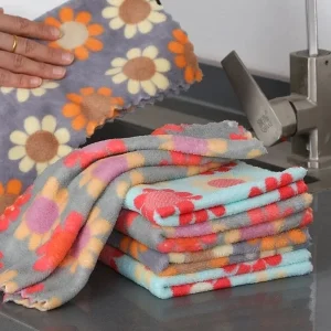 Pack Of 5 Floral Printed Microfiber Cleaning Towels