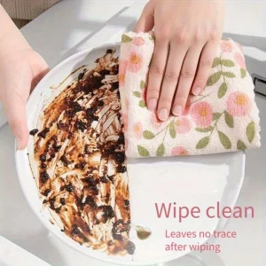 Pack of 5 Pink Floral Microfiber Cleaning Towels