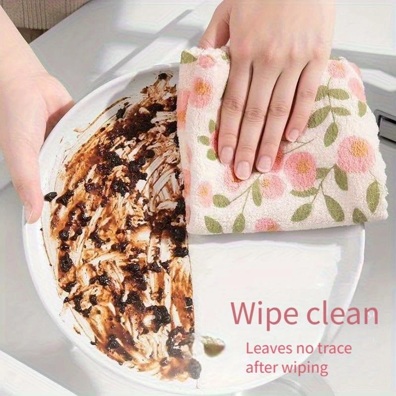 Pack of 5 Pink Floral Microfiber Cleaning Towels