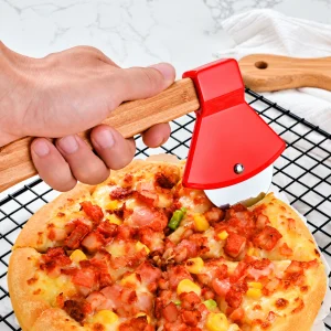 Pizza Cutter Rolling Steel with Bamboo Handle