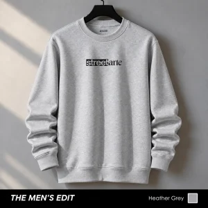 Cut Streetarte Printed Cotton Fleece Heather Grey Sweatshirt for Men