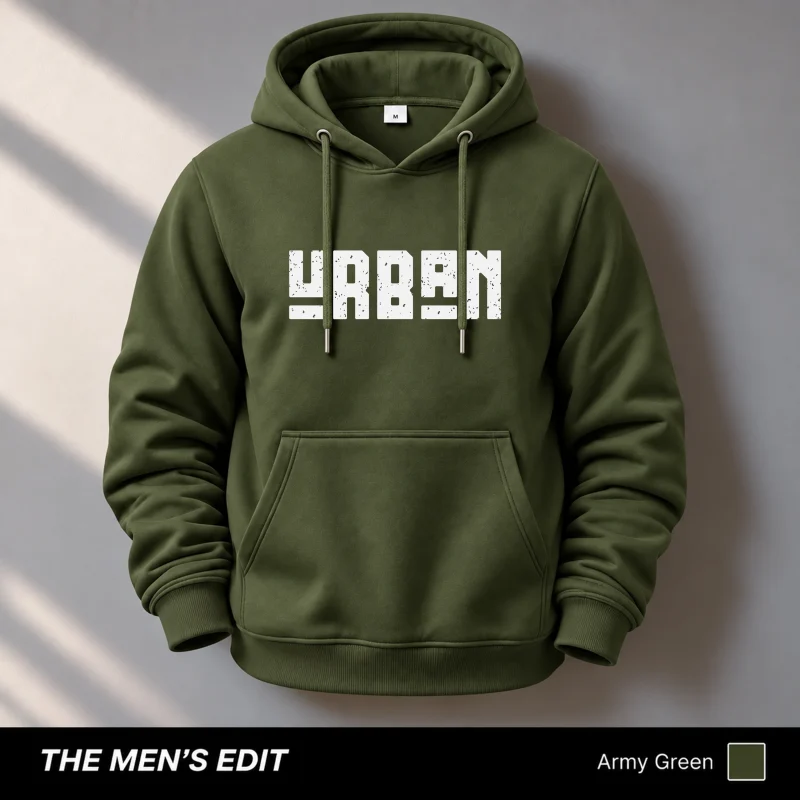 Urban Printed Cotton Fleece Hoodie for Men