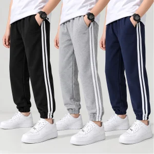 Bundle of 3 Athletic Double Stripped Sweatpants for Kids
