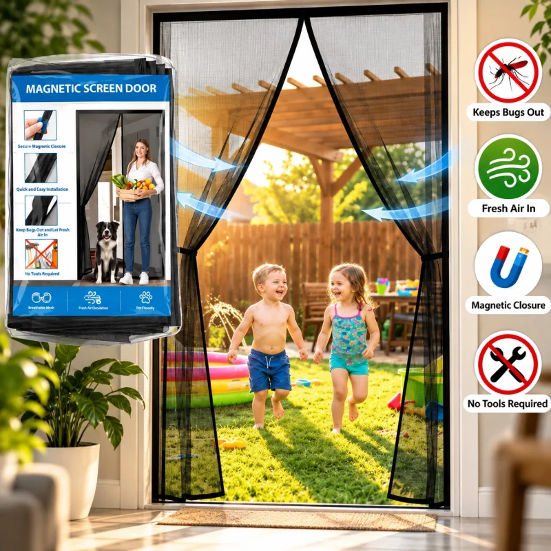 Magnetic Door Net Curtain
