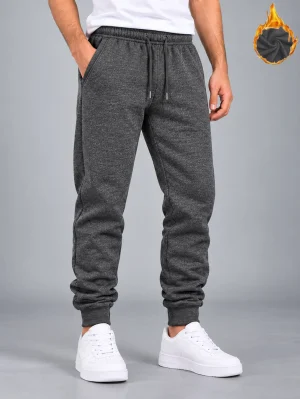 Urban Ease Charcoal Cotton Fleece Sweatpants for Men