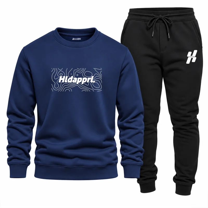 Contrast Hldapprl Printed Cotton Fleece Winter Tracksuit For Men Contrast Hldapprl Printed Cotton Fleece Winter Tracksuit For Men