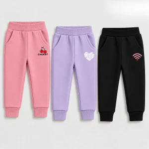 Pack of 3 Girl Power Printed Cotton Fleece Sweatpants for Girls