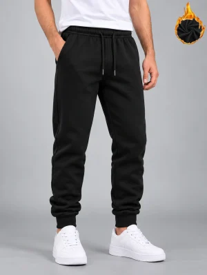 Active Core Black Cotton Fleece Sweatpants for Men