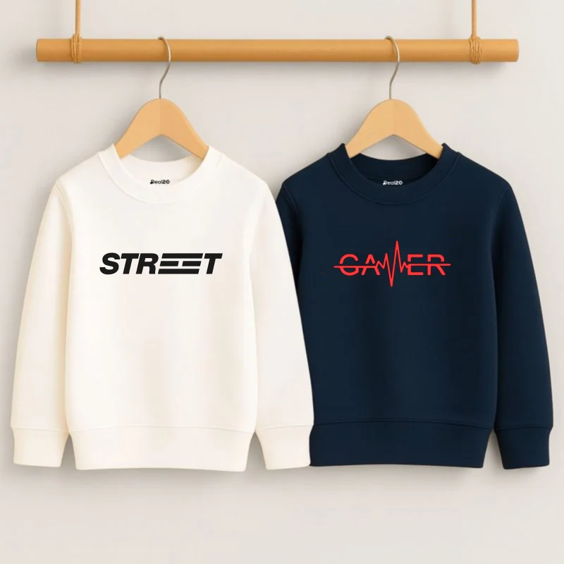 Pack of 2 Street Gamer Printed Sweatshirts for Tween Kids – Cotton Fleece Pack of 2 Street Gamer Printed Sweatshirts for Tween Kids – Cotton Fleece
