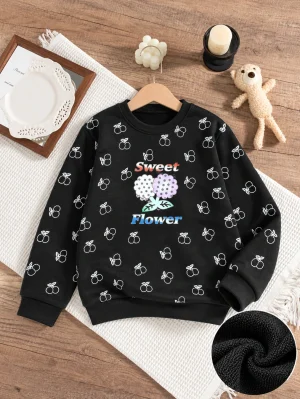 Sweet Flower Graphic Sweatshirts for Girls