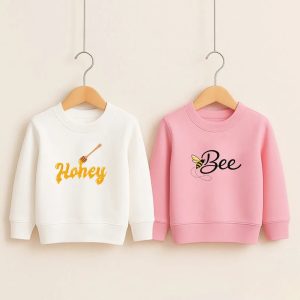 Pack of 2 Honey Bee Printed Cotton Fleece Sweatshirts for Girls