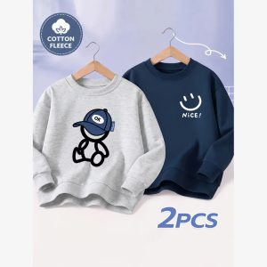 Pack of 2 Nice Smile Printed Fleece Sweatshirts for Young Kids