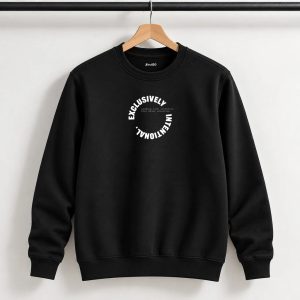 Intentional Printed Black Cotton Fleece Sweatshirt for Mens