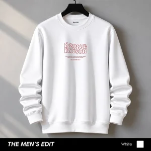 People Poison Printed Cotton Fleece White Sweatshirt for Men
